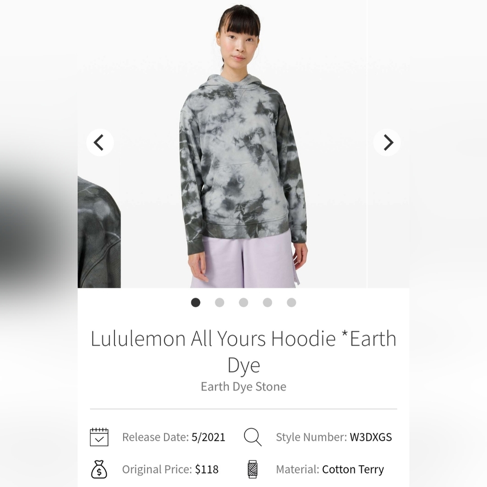 NWOT Lululemon All Yours Hoodie in Earth Dye Stone, Size 6